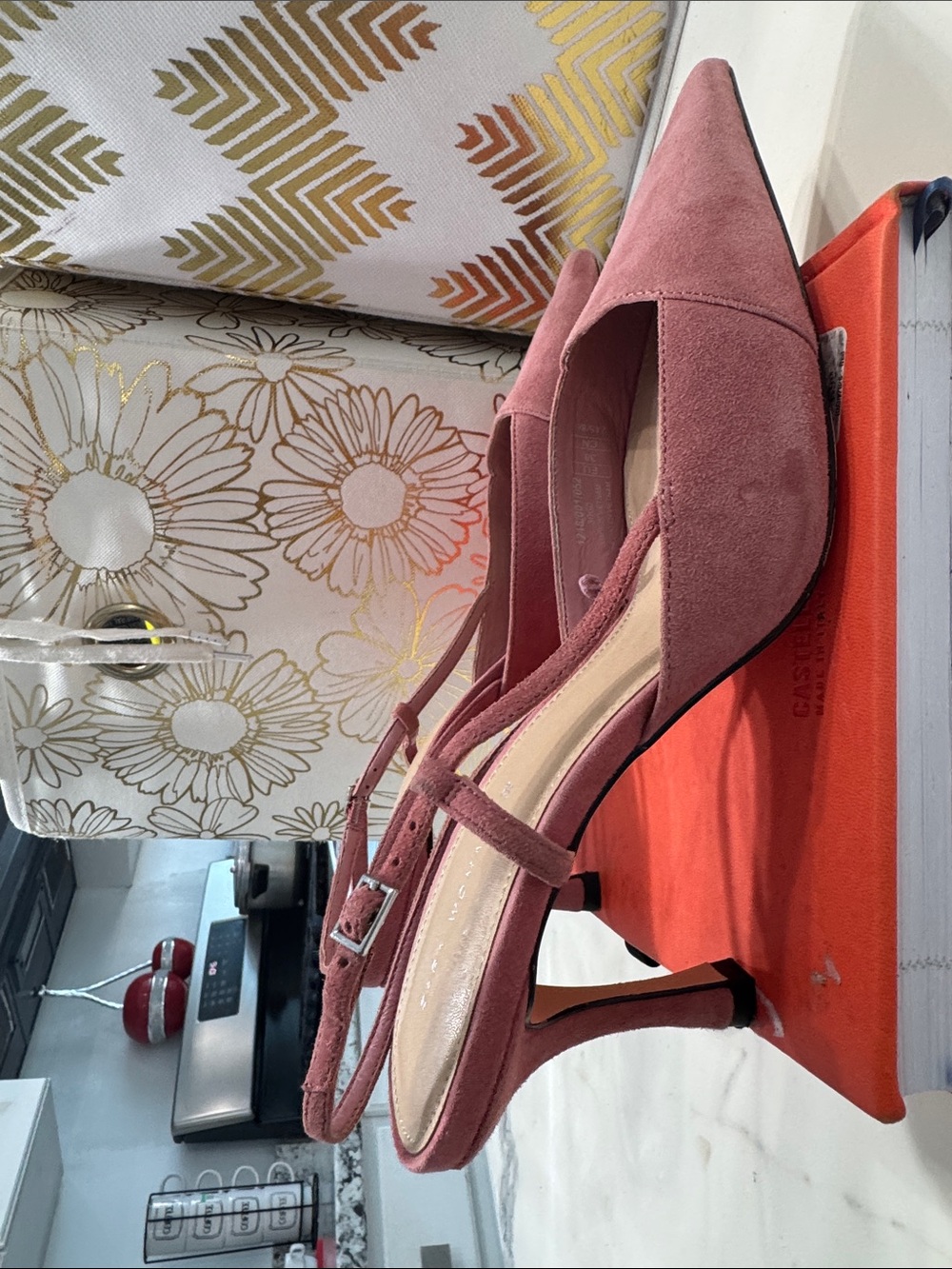 Zara French Style Women’s Dusty Rose Suede Pointed-Toe Slingback Heels - Picture 4 of 8